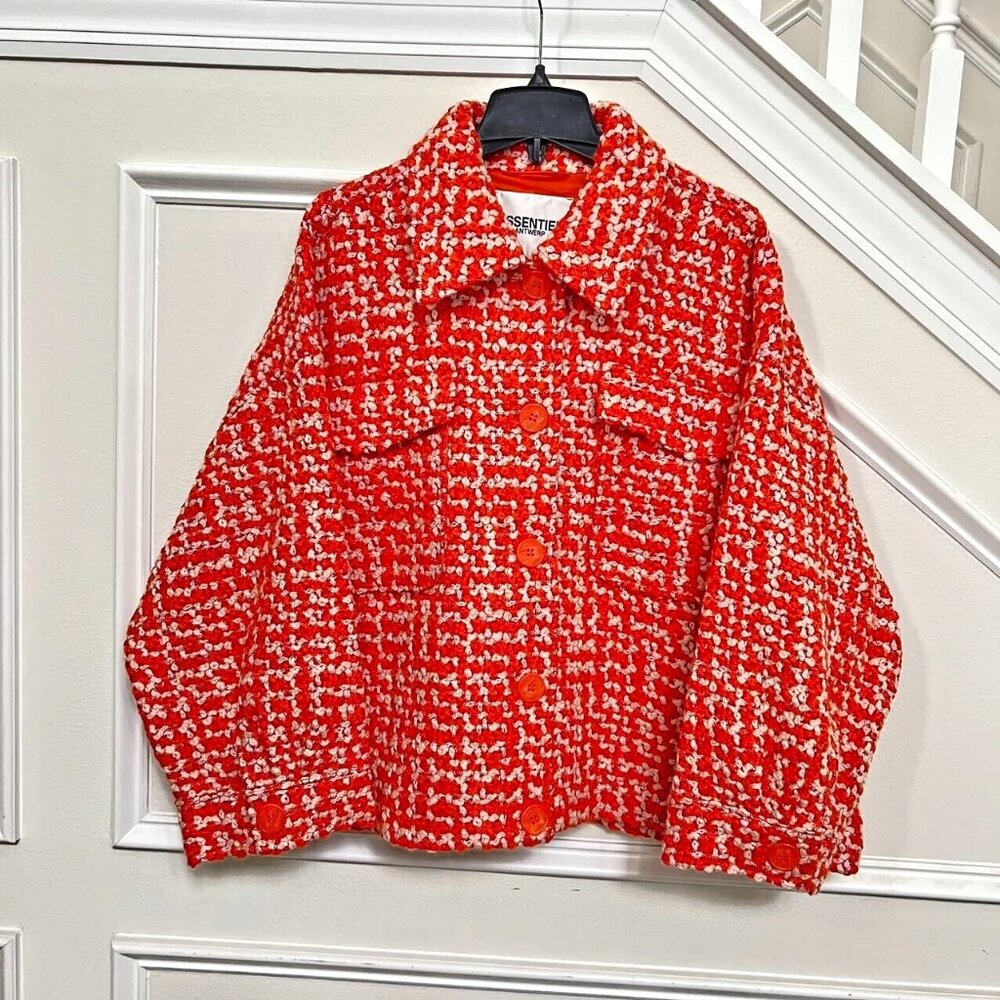 $515 NWOT Essentiel Antwerp Energised Oversized Wool-Blend Tweed Jacket Coat S - Picture 3 of 13